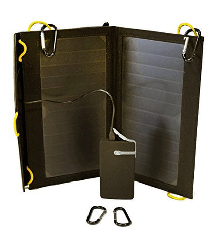Solar-Go Flair II - Mobile 13 Watt SunPower Solar Panel with a 5K mAh Thin Li-Polymer Battery and Carabiners - Eco Living Friendly (ELF Brands)
