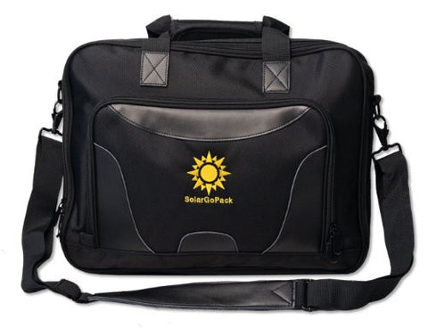 Black SolarGoPack Pro Briefcase - Solar Powered - 6.5 Watt SunPower Solar Panel - 10000 mAh Lithium Ion Battery - Eco Living Friendly (ELF Brands)