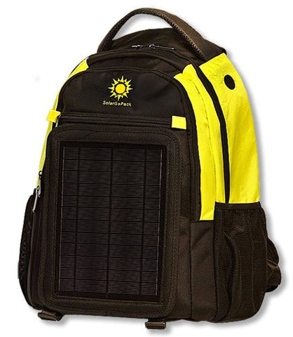 Yellow / Black - SolarGoPack Solar Panel Backpack - 5-Watt Solar Panel Back Pack with 10000 mAh Battery - Eco Living Friendly (ELF Brands)