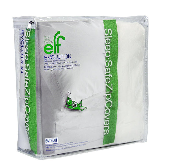 Sleep-Safe ZipCovers "EVOLUTION" Evolon Mattress Encasement - Zippered Mattress Protector Cover - Dust Mite, Bed Bug, and Allergen Protection - Eco Living Friendly (ELF Brands)