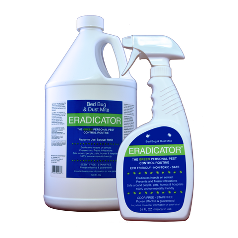 ERADICATOR - Natural Solution for Bed Bug and Dust Mite Control - Ready to Use Combo - 128 Oz / 1 Gallon Refill & 24 fl oz RTU Spray Bottle - Eco Living Friendly (ELF Brands)