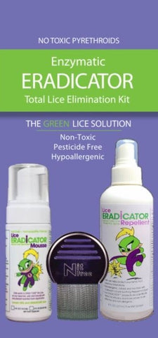 Enzymatic ERADICATOR - Total Lice Elimination Kit - Natural Solution Mousse & Repellent Spray - Nit Free Terminator Lice Comb