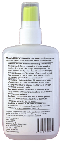 Mosquito Repellent Eradicator Repel for Kids Natural, Non-Toxic, No DEET Protection Spray - 2 Pack - Eco Living Friendly (ELF Brands)
