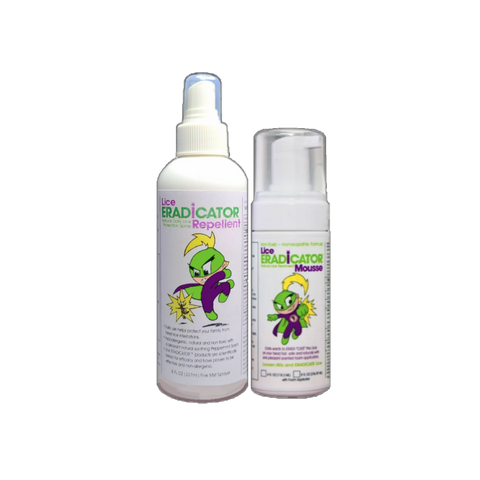 Lice ERADICATOR Mousse Foam (4 fl oz) and Repellent Spray (8 fl oz) Combo Kit
