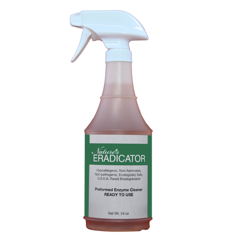 Nature's ERADICATOR Pre-formed Enzyme Cleaner  - Multi-purpose - Cleans Organic Material (e.g. Blood, Urine, Bed Bugs, etc.) - Ready to Use / RTU 24 Fl Oz Spray Bottle - Eco Living Friendly (ELF Brands)