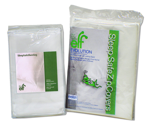 2-Pack Sleep-Safe Sheeting 600-Thread Count Egyptian Cotton Pillowcase and Evolution Allergen Pillow Protector Combo - Eco Living Friendly (ELF Brands)