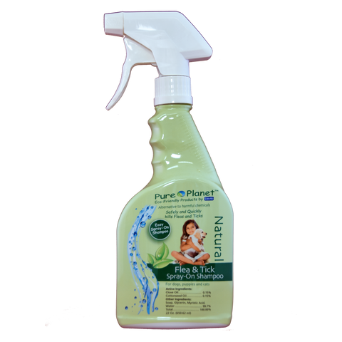 Pure Planet™ Eco-Friendly Natural Flea and Tick Spray-On Shampoo - Ready to Use - RTU 22 fl oz Spray Bottle - Eco Living Friendly (ELF Brands)