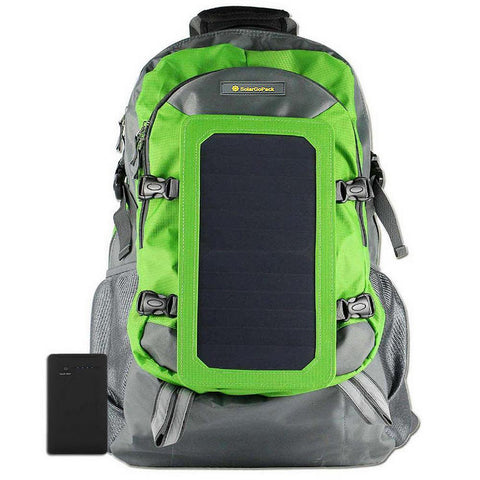 Lime Green - SolarGoPack Solar Panel Backpack - 7-Watt Solar Panel Back Pack with 10000 mAh Battery - Eco Living Friendly (ELF Brands)
