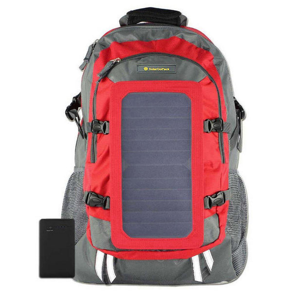 Red - SolarGoPack Solar Panel Backpack - 7-Watt Solar Panel Back Pack with 10000 mAh Battery - Eco Living Friendly (ELF Brands)