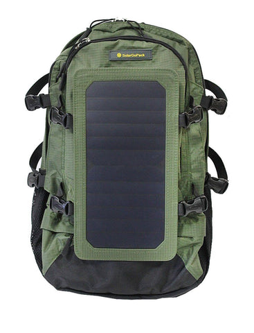 Army Green - SolarGoPack Solar Panel Backpack - 7-Watt Solar Panel Back Pack with 10000 mAh Battery - Eco Living Friendly (ELF Brands)