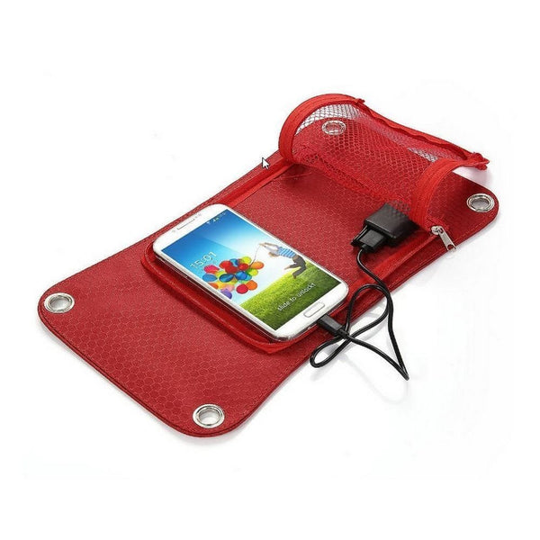 Red - ECEEN Solar Panel Hydration Backpack - 7-Watt Solar Panel Back Pack with 10000 mAh Battery - Eco Living Friendly (ELF Brands)