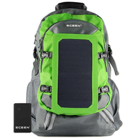 Green - ECEEN Solar Panel Backpack - 7-Watt Solar Panel Back Pack with 10000 mAh Battery - Eco Living Friendly (ELF Brands)