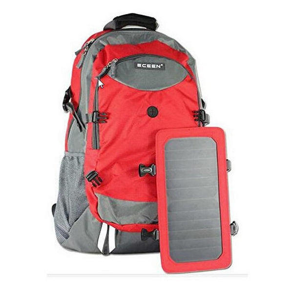 Red - ECEEN Solar Panel Backpack - 7-Watt Solar Panel Back Pack with 10000 mAh Battery - Eco Living Friendly (ELF Brands)